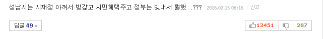 국가 부도나 걱정하라는 성남 시장 이재명에 대한 뜨거운 댓글 여론.... | 인스티즈