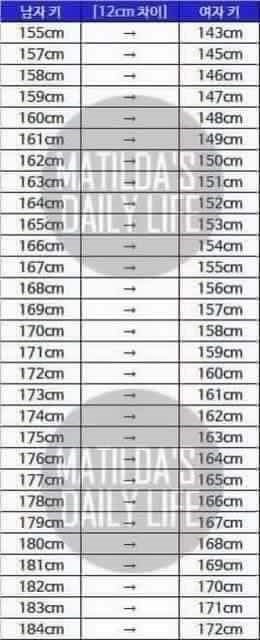 남녀의 가장 이상적인 키차이 12cm | 인스티즈