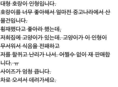 중고나라 호랑이 인형 판매사유 | 인스티즈